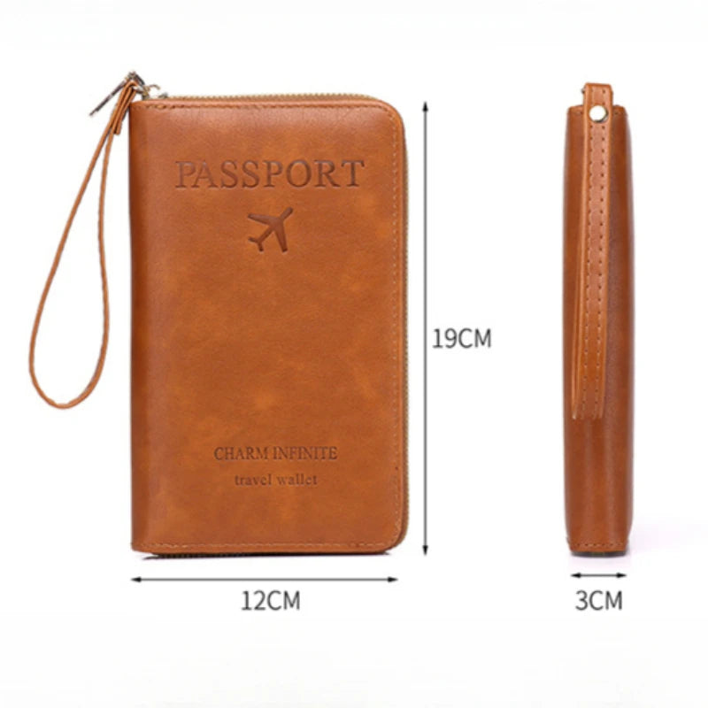 Fashion Multi-Function Travel RFID Passport Holder Cover Case Women Men PU Leather Doccuments Packet Ticket Protective Bags