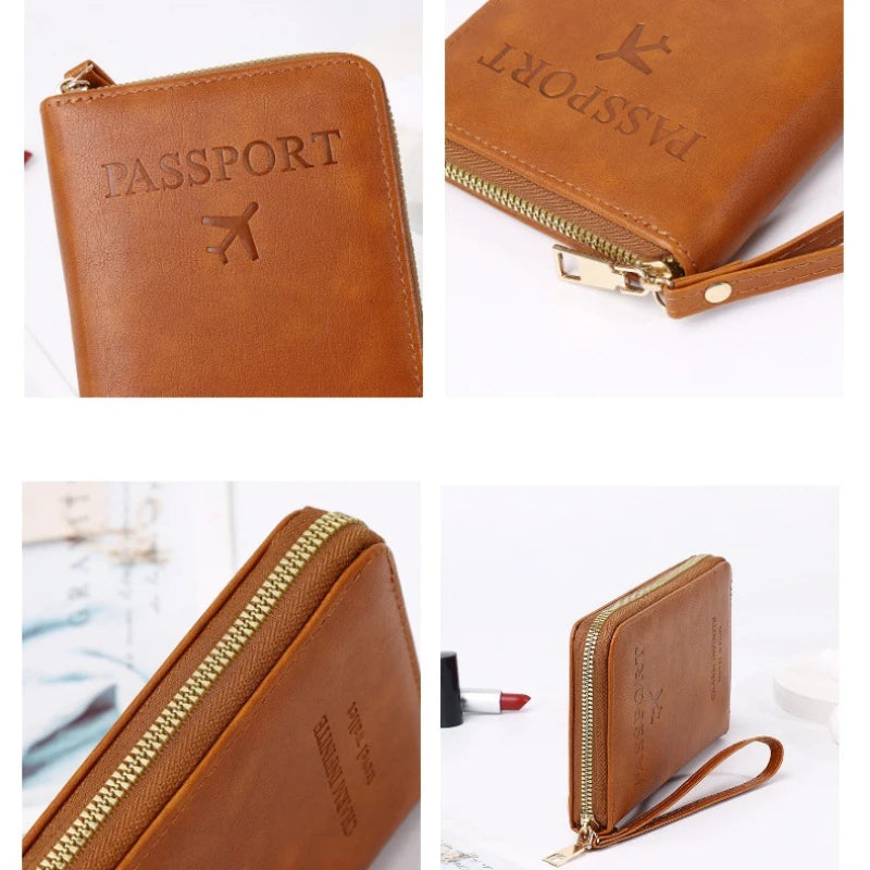 Fashion Multi-Function Travel RFID Passport Holder Cover Case Women Men PU Leather Doccuments Packet Ticket Protective Bags
