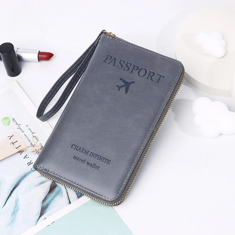 Fashion Multi-Function Travel RFID Passport Holder Cover Case Women Men PU Leather Doccuments Packet Ticket Protective Bags
