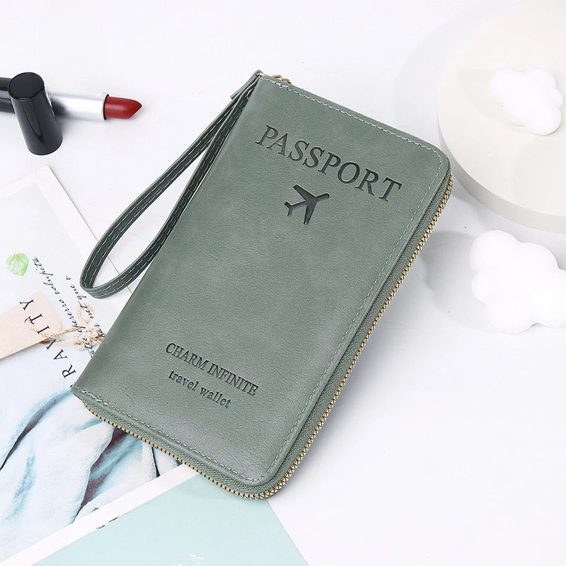 Fashion Multi-Function Travel RFID Passport Holder Cover Case Women Men PU Leather Doccuments Packet Ticket Protective Bags