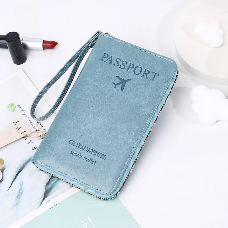 Fashion Multi-Function Travel RFID Passport Holder Cover Case Women Men PU Leather Doccuments Packet Ticket Protective Bags