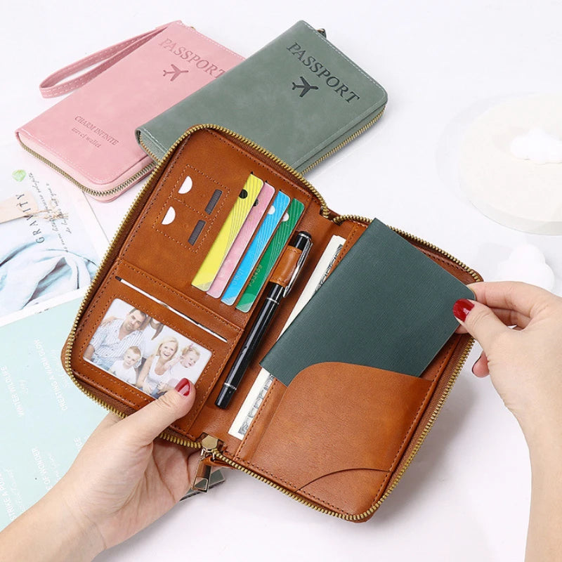 Fashion Multi-Function Travel RFID Passport Holder Cover Case Women Men PU Leather Doccuments Packet Ticket Protective Bags