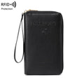 RFID Blocking Passport Holder, Travel Wallet, Ticket, Credit Card Bag, Multifunctional Zipper Wallet with Wrist Strap, Fashion