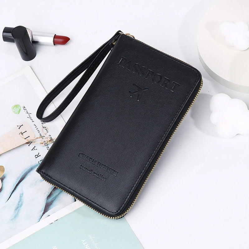 Fashion Multi-Function Travel RFID Passport Holder Cover Case Women Men PU Leather Doccuments Packet Ticket Protective Bags