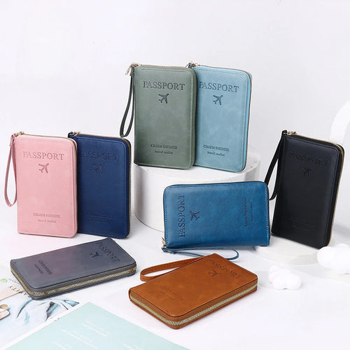 Fashion Multi-Function Travel RFID Passport Holder Cover Case Women Men PU Leather Doccuments Packet Ticket Protective Bags
